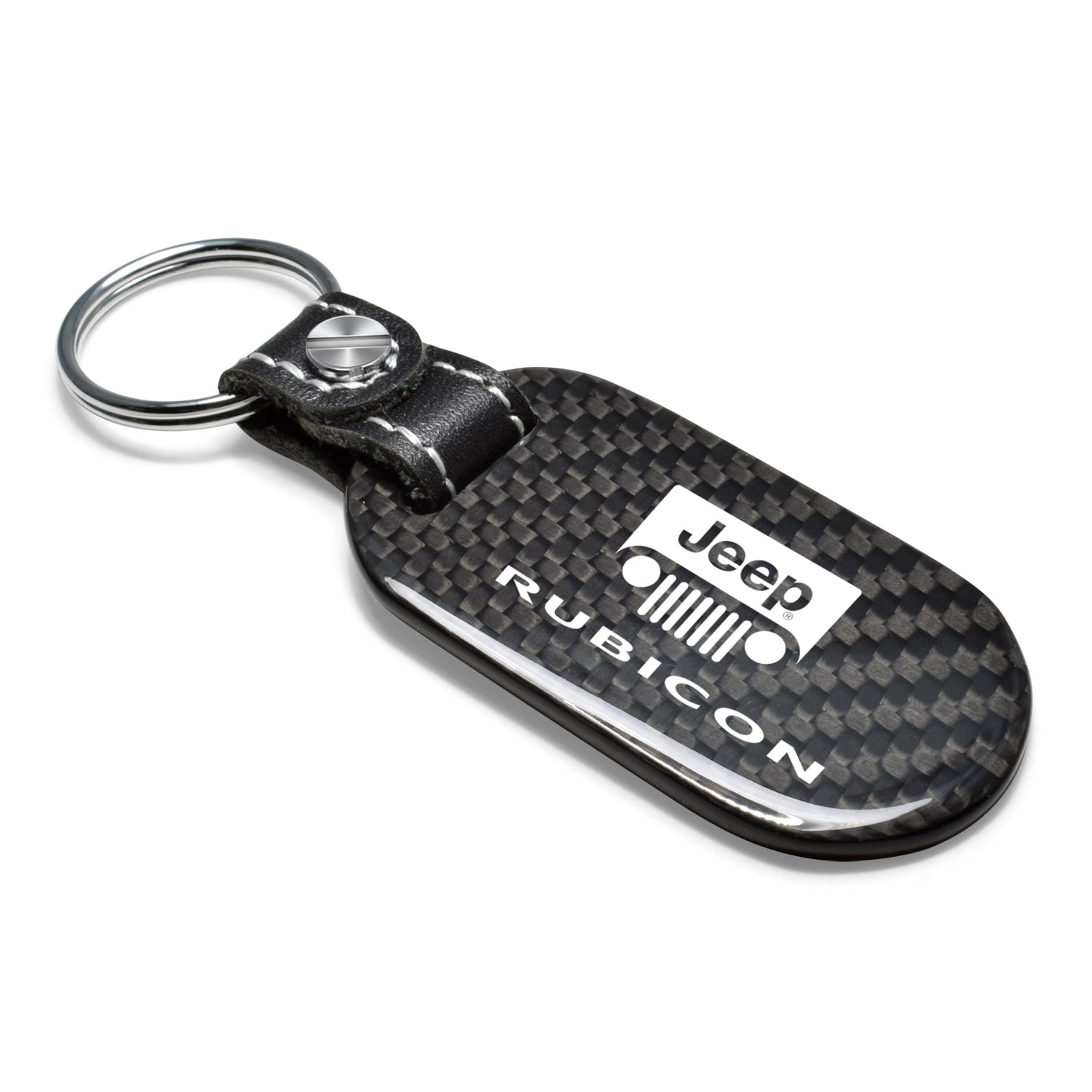 iPick Image for Jeep Rubicon Wrangler 100% Real Black Carbon Fiber Tag Style Key Chain, Official Licensed
