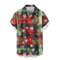 thumbnail image 5 of SERTG Men's Christmas Print Short Sleeve Shirt Lapel Collar Button Front Resort Casual Hawaiian Shirt Men Christmas Gifts Tops(Red,4XL), 5 of 6