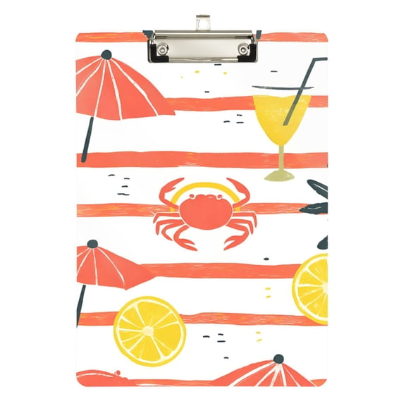 FORMRS Acrylic Clipboard with Low Profile Clip Standard A4 Letter Size, 12.5" x 9", Striped Crab