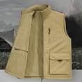 thumbnail image 4 of TFEOQRY Hoodless Vest for Men Double Sided Velvet Workwear Solid Color Thermal Jackets Waistcoat Sleeveless Outwear Khaki, 4 of 7