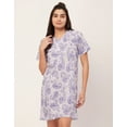 thumbnail image 3 of Moomaya Sleepwear, Printed Cotton Night Dress For Women, Short Sleeve Lounge Shirt, 3 of 9