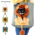 thumbnail image 2 of opvise Pet Carrying Bag Large Capacity Drawstring Hole Lion Modeling Pet Dog Cat Carrying Traveling Bag Green, 2 of 7