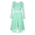 thumbnail image 3 of iEFiEL Flower Girls Lace Chiffon Dress Long Sleeve High-Low Hem Wedding Birthday Party Dress Pageant Ball Gown Mint Green 10, 3 of 7
