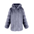 thumbnail image 4 of Lindreshi Winter Coats for Women Plus Size Clearance Women's Imitation Patchwork Medium Length Hooded Coat, 4 of 7