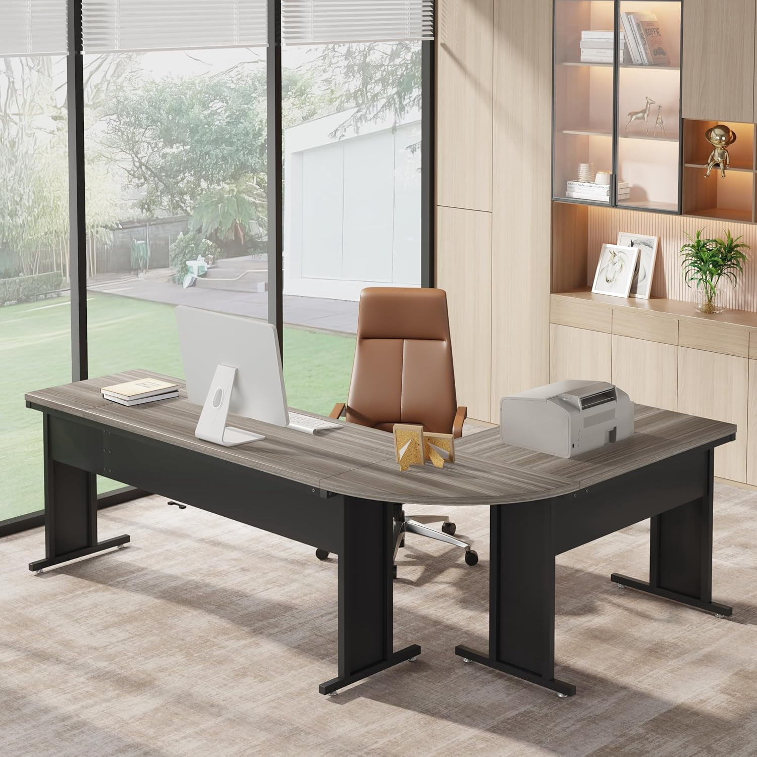 Tribesigns 83-In L-Shaped Executive Desk, Modern Reversible Office Computer Desk for Home Office (Grey)