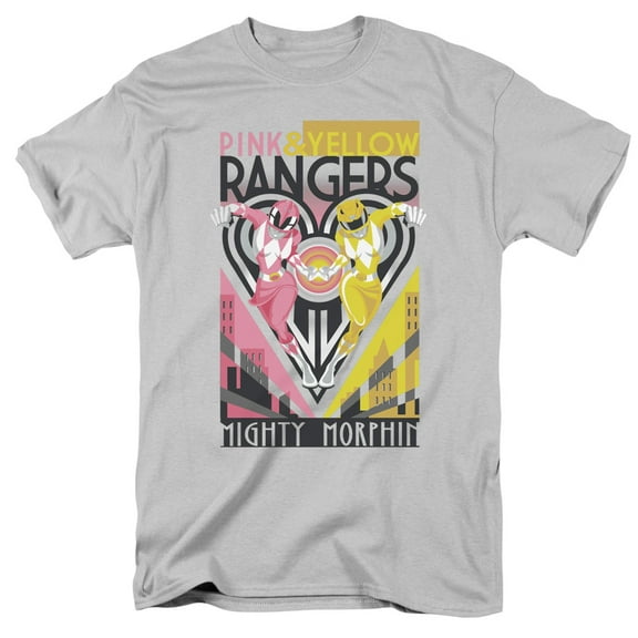Power Rangers Children's TV Series Pink & Yellow Together Adult T-Shirt Tee