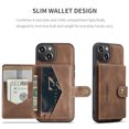 thumbnail image 3 of Back Wallet Case for iPhone 14 with Detachable Card Slots Holder Magnetic Closure Cover, Premium PU Leather Slim Kickstand Soft Silicone Shockproof Lens Protective Case for iPhone 14,Brown, 3 of 8