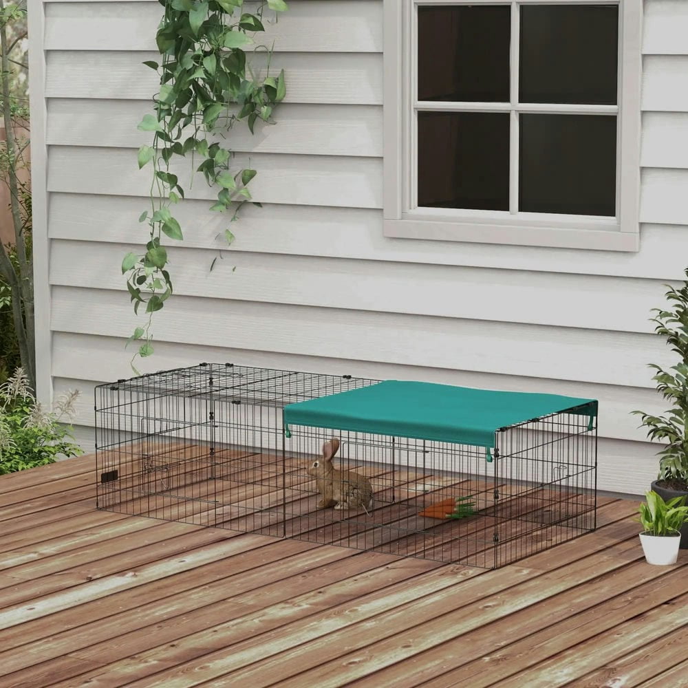 Resenkos Rabbit Hutch, Duck Cage Hutch,Rabbit Coop,73" Small Animal Playpen with with Roof for Rabbits, Chicken, Chinchillas, Green