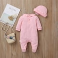 thumbnail image 4 of Springcmy 2Pcs Newborn Baby Girl Clothes 3D Flower Romper Jumpsuit Long Sleeve Ruffled Footie Bodysuit Hat Outfit Gifts Set Pink 2-4 Months, 4 of 7