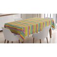 thumbnail image 1 of Colorful Tablecloth, Hand Drawn Brush Marks with Rainbow Theme Paint Smear Stripes Design Worn out Look, Rectangle Satin Table Cover for Dining Room and Kitchen, 52" X 70", Multicolor, by Ambesonne, 1 of 2