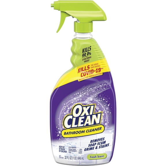 OxiClean Bathroom Cleaner, Shower, Tub & Tile, Powered by OxiClean Stainfighters, Fresh Scent, 32 oz, Pack of 2