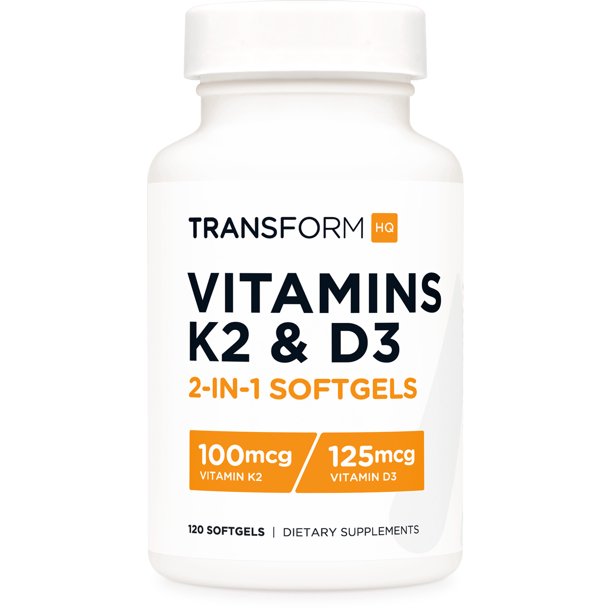 TransformHQ Vitamin K2 (MK7) (100mcg) + Vitamin D3 (5000 IU) 120