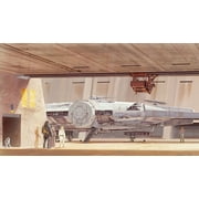 RoomMates, Ralph Mcquarrie's Star Wars Docking Bay Millennium Falcon Peel & Stick Wallpaper Mural, 10.5 ft x 6 ft