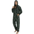 thumbnail image 3 of SWSMCLT Men's Hooded Onesie Pajama Warm Fuzzy Fleece Comfy Thick Zip Up Long Sleeve Onesies Sleepwear Soft Winter Dark Green X-Large, 3 of 4