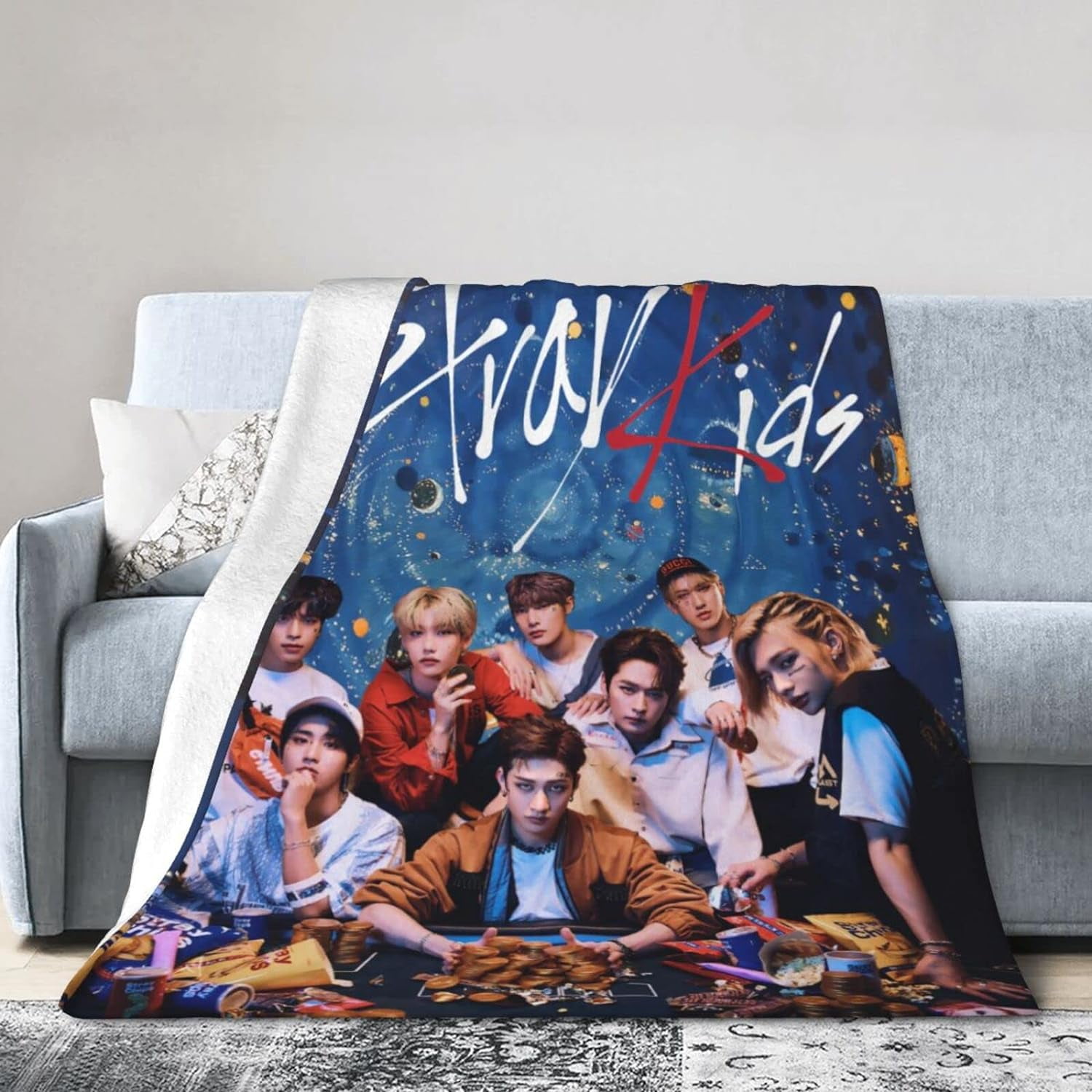 Stray Kids Blanket Super Soft Stray Flannel Throw Hyunjin Bangchan