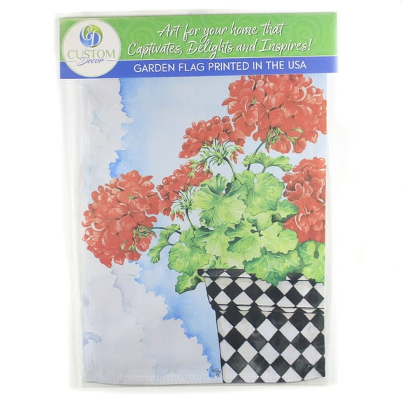 Home & Garden Potted Geranium Garden Flag Polyester Printed In The Usa 4256Fm