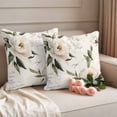 thumbnail image 2 of Vintage Floral Spring Outdoor Waterproof Pillow Covers, Farmhouse Botanical White Flowers Decorative Square Throw Pillowcase Sofa Cushion Sham for Patio/Couch/Chair, 18"x18" 2 Pack, 2 of 8