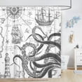thumbnail image 2 of Funny Nautical Octopus Long Shower Curtain, Cool Coastal Ocean Beach Fabric Shower Curtains Set for Mens Boys Kids Bathroom Decorative, Grey Beachy Restroom Decor Accessories 72X84 Inch, 2 of 7