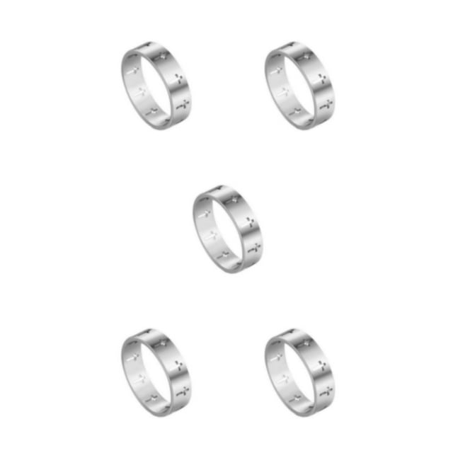 ZheElen Anneau de Doigt Creux en Acier Inoxydable Chic pour une Touche d'Argent Glamour 19mm 5Set