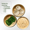 thumbnail image 3 of THY Collectibles 2-Tier Bamboo Steamer Basket Set with Stainless Steel Banding  Perfect for Dim Sum, Dumplings, Buns, Seafood & Rice  Ideal for Asian Cooking Natural, 8.25-Inch, 3 of 7