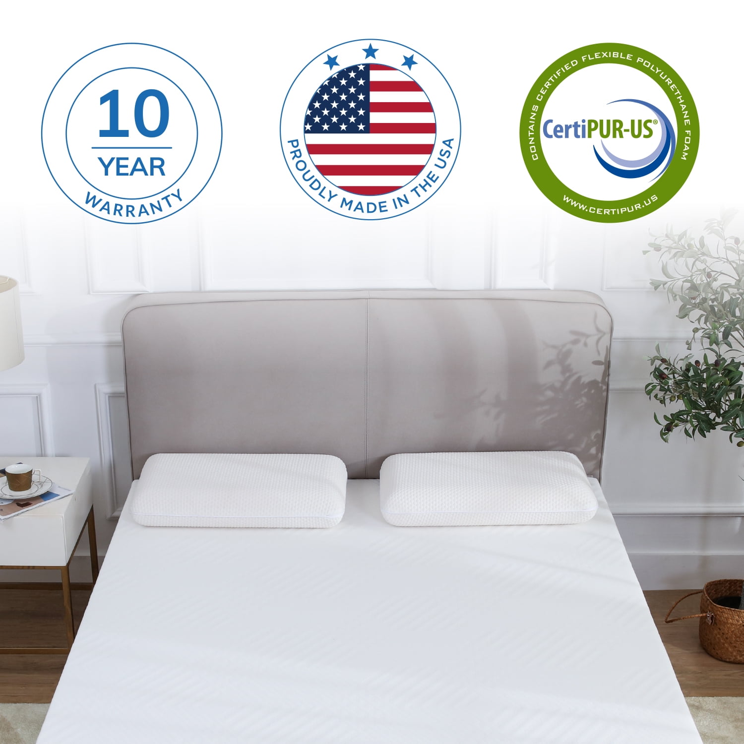 EGO White 8 inch Queen Size Memory Foam Mattress, Bed in a Box, Medium Firm
