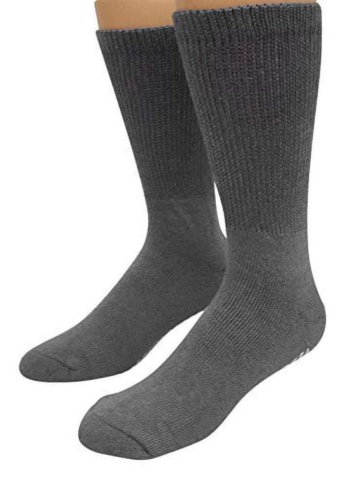 Diabetic Socks Non Skid Hospital Loose Fitting Slipper Socks With Gripper Bottoms 2 Pack Savings Gripper socks (13-15, Gray)