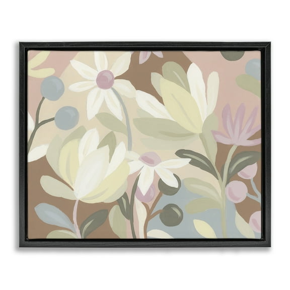 Stupell Industries Modern Tangled Blooms Plants & Flowers Painting Black Floater Framed Canvas Art Print Wall Art, 21 x 17