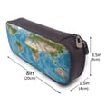 thumbnail image 3 of Picia Earth View World Map Pattern Large Capacity PU Leather Pencil Case Organizer Pen Marker Holder Double Zipper Storage Bag Big Pencil Pouch for College Office, 3 of 6