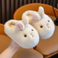 thumbnail image 4 of DHFJKG Kids Winter Fuzzy Closed-Back Slippers Warm Cute Rabbit Shape Cartoon Character Critter Flat Bottom Rubber Sole Lovely House Slippers, 4 of 4