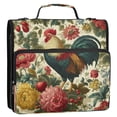 thumbnail image 2 of Water-Resistant 3-Ring Binder Organizer with Multiple Pockets Zipper Binder Bag for Office Rooster and Vintage Floral, 2 of 8