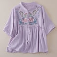 thumbnail image 2 of Womens Athletic Tops Women's T-Shirts Casual Embroidered Top for Everyday Comfort and Seasonal Style Purple 3XL, 2 of 7