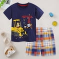thumbnail image 2 of TOWED22 Baby Boy Summer Outfits 2pcs Crewneck Short Sleeve Shirt Top Cute Bunny Graphic Elastic Waist Shorts Clothes(Navy,2-3 Y), 2 of 9