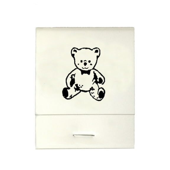 50 White 20 Strike Matches with  Printed Bear in Black Matchbooks for Wedding, Anniversary, Birthdays etc
