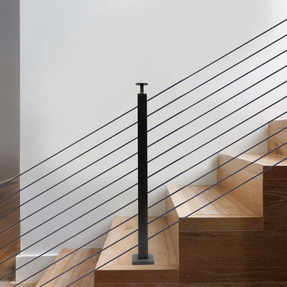 ToppiJoy 36*2*2in Cable Railing Post, Stainless Steel Fence Post Horizontal on Both Sides, 30° Drilled Stair Post for Wood Concrete Level Deck Cable Railing System (1PCS)