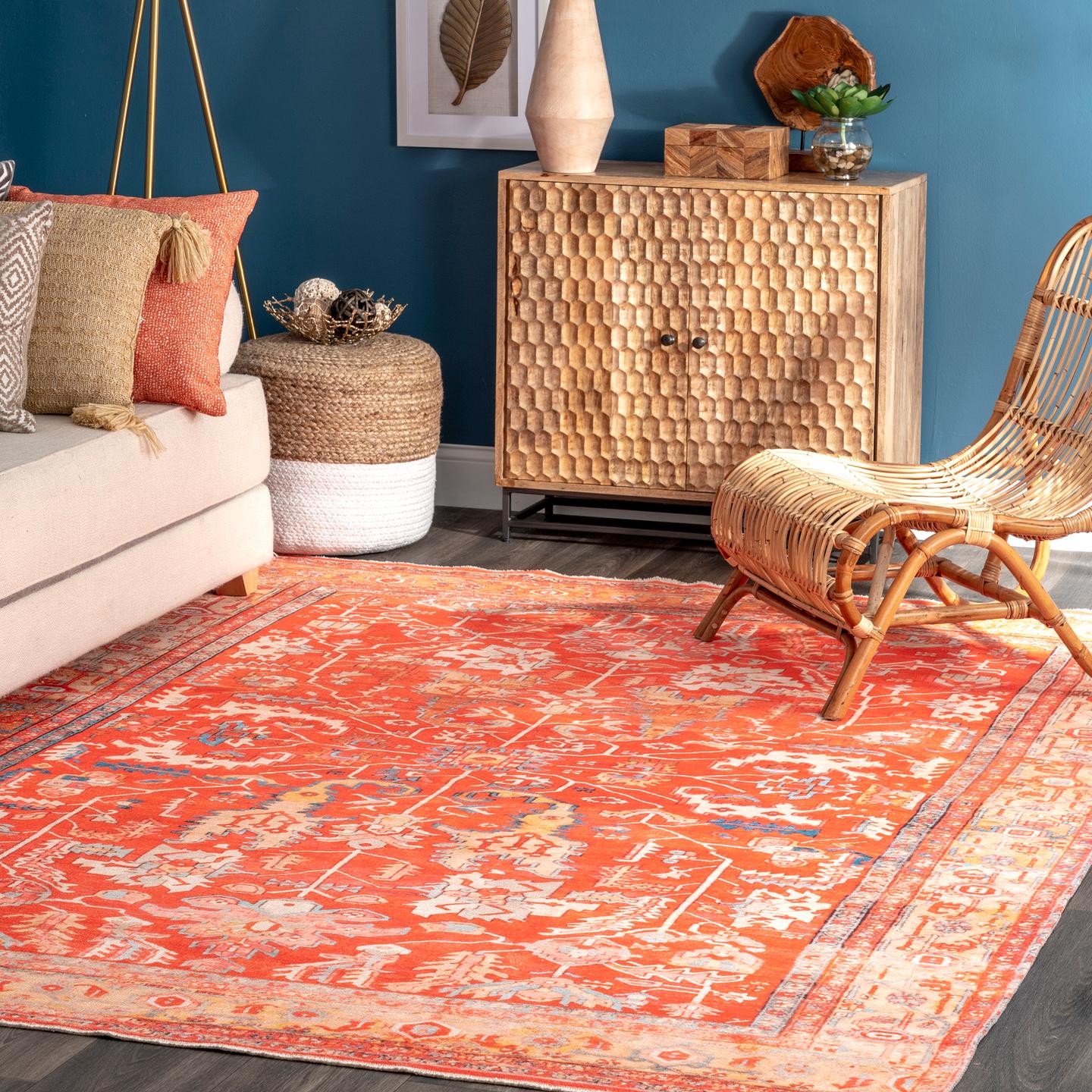nuLOOM Ophelia Printed Ivied Delight Flatweave Area Rug