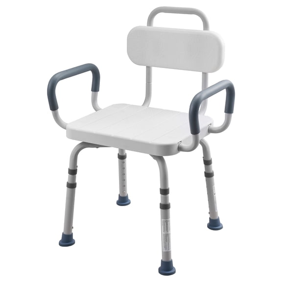 KFFKFF Swivel Shower Chair with Arms and Backrest, 400 lbs Capacity Adjustable Bench Seat for Shower and Bathtub, Ideal for Adults, Seniors, and Individuals with Limited Mobility