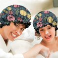 thumbnail image 6 of Shower Caps,Pioneer Flower Floral Print Pattern Waterproof Shower Cap for Women 4 Pieces,Double Reusable Hair Cover for Shower PEVA Elastic Stretch Hem, 6 of 7