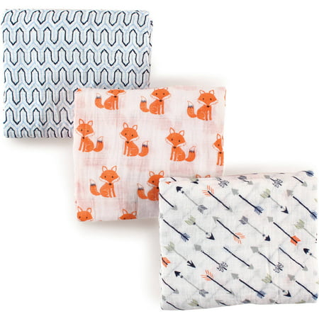 Hudson Baby Boy and Girl Muslin Swaddle Blankets, 3-Pack - (Best Way To Swaddle A Newborn Baby)