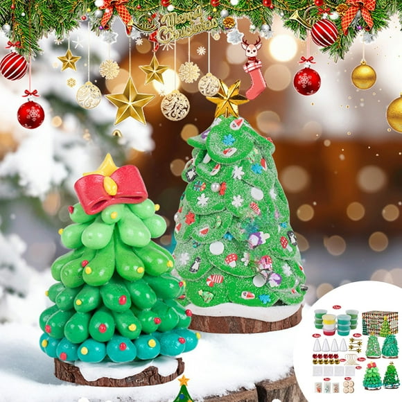 Ensemble de Bricolage en Argile pour Sapin de Noël, Kit d'Artisanat en Argile à Modeler, Jouet Créatif Éducatif Fait à la Main pour Décoration de Noël, Cadeau d'Activité de Fête des Fêtes pour Enfants