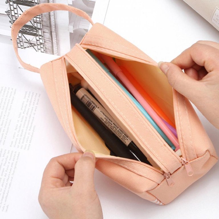 Large Capacity Pencil Case 2 Compartments Pouch Pen Bag for School Teen  Girl Boy