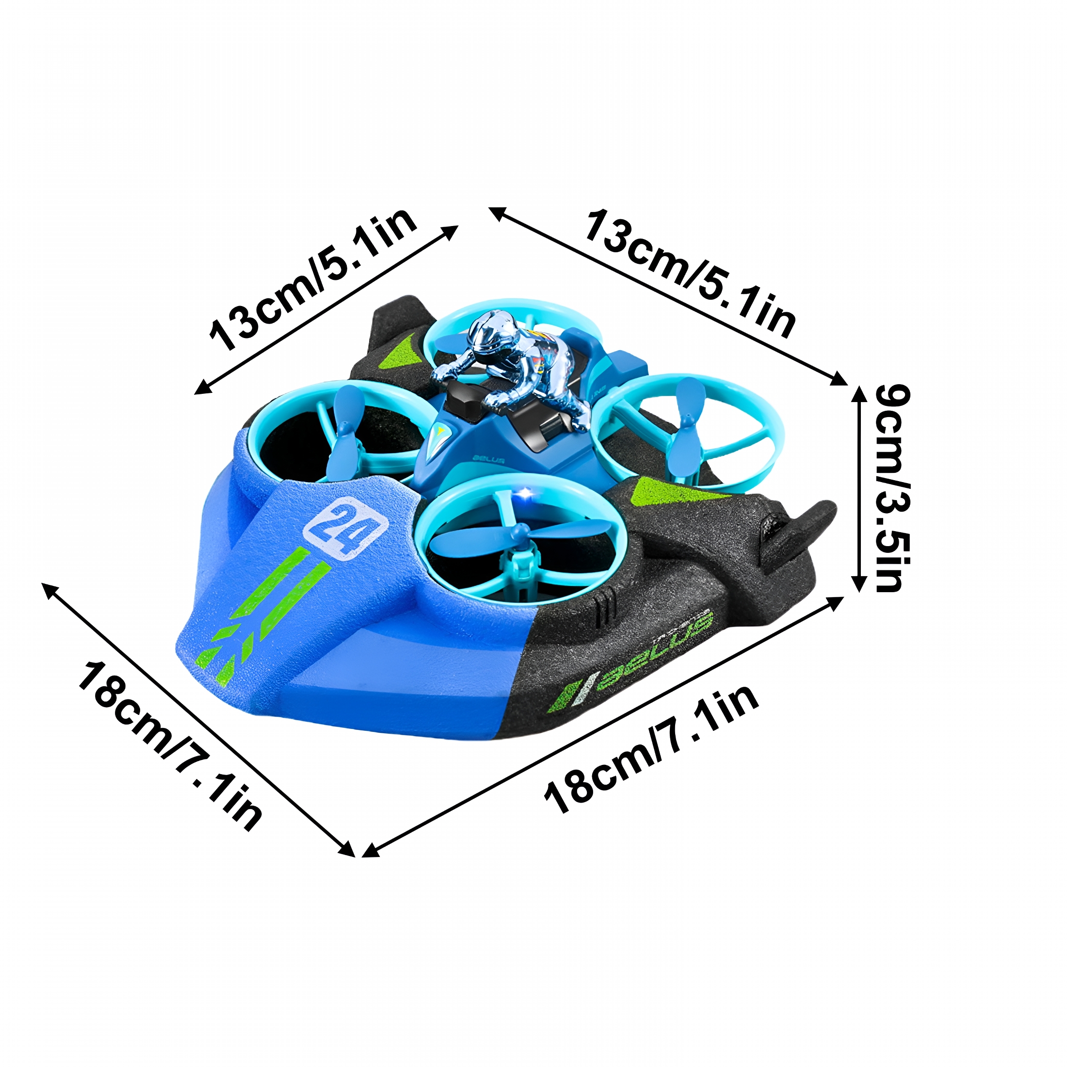 BESTSKY 3-in-1 Land Water Air Remote Control Toy - All-Terrain RC Car/Stunt Drone/Hovercraft Boat,Waterproof 360° Tumbling Drift Car with Anti-Collision Design,High-Speed Amphibious RC Toy