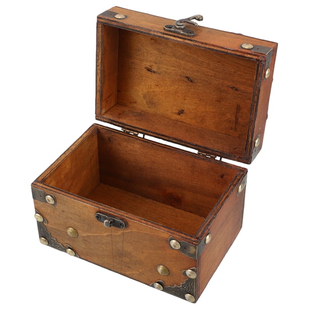 Caja de madera antigua para guardar maquillaje con cerradura, cofre pequeño de madera para guardar recuerdos, joyero vintage para joyas y cosméticos