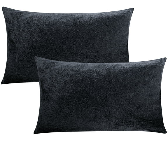 Flxxie Ultra Fluffy Soft Velvet Pillowcase with Zipper Set of 2, King 20" x 36", Charcoal Gray
