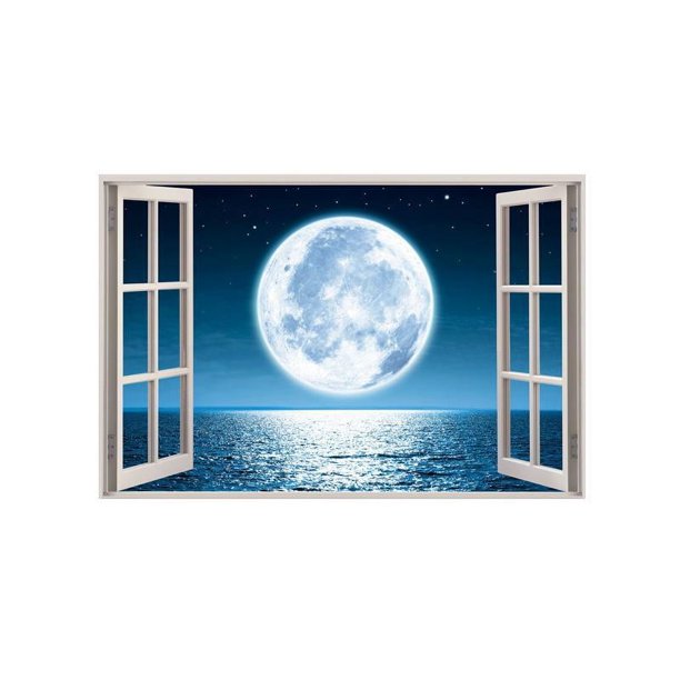 40x60cm (el diagrama del producto es el diagrama principal) Calcomanía de ventana de simulación - Calcomanía de paisaje de pared 3D Póster de paisaje Decoraciones Decoración de sala de estar Baño Dor