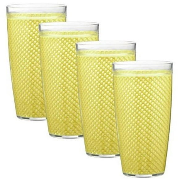 Kraftware Corp 13924 Fishnet 22 oz. Lemon Doublewall Drinkware Glass&#44; Set of 4