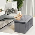 thumbnail image 5 of VibrantEcho Folding Storage Ottoman, Long Ottomans Shoes Bench, Velvet Storaeg Chest Footrest Seat 31.5"x15.7"x15.7" (Grey, Large), 5 of 14