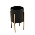 thumbnail image 3 of Sagebrook Home 12629-15 S/2 PLANTER W/ LINES ON METAL STAND, BLACK/GOLD, 3 of 3