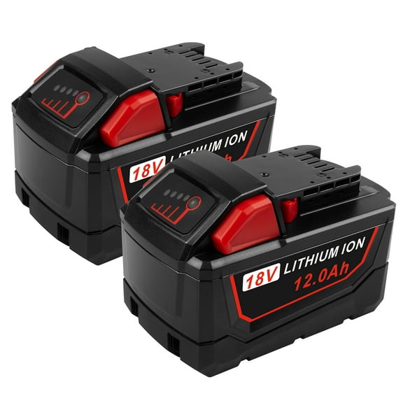 For Milwaukee M18 2Pcs 12.0Ah Battery for Lithium-ion Extended Capacity Battery 48-11-1860 48-11-1850
