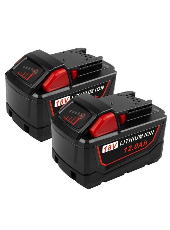 For Milwaukee M18 2Pcs 12.0Ah Battery for Lithium-ion Extended Capacity Battery 48-11-1860 48-11-1850