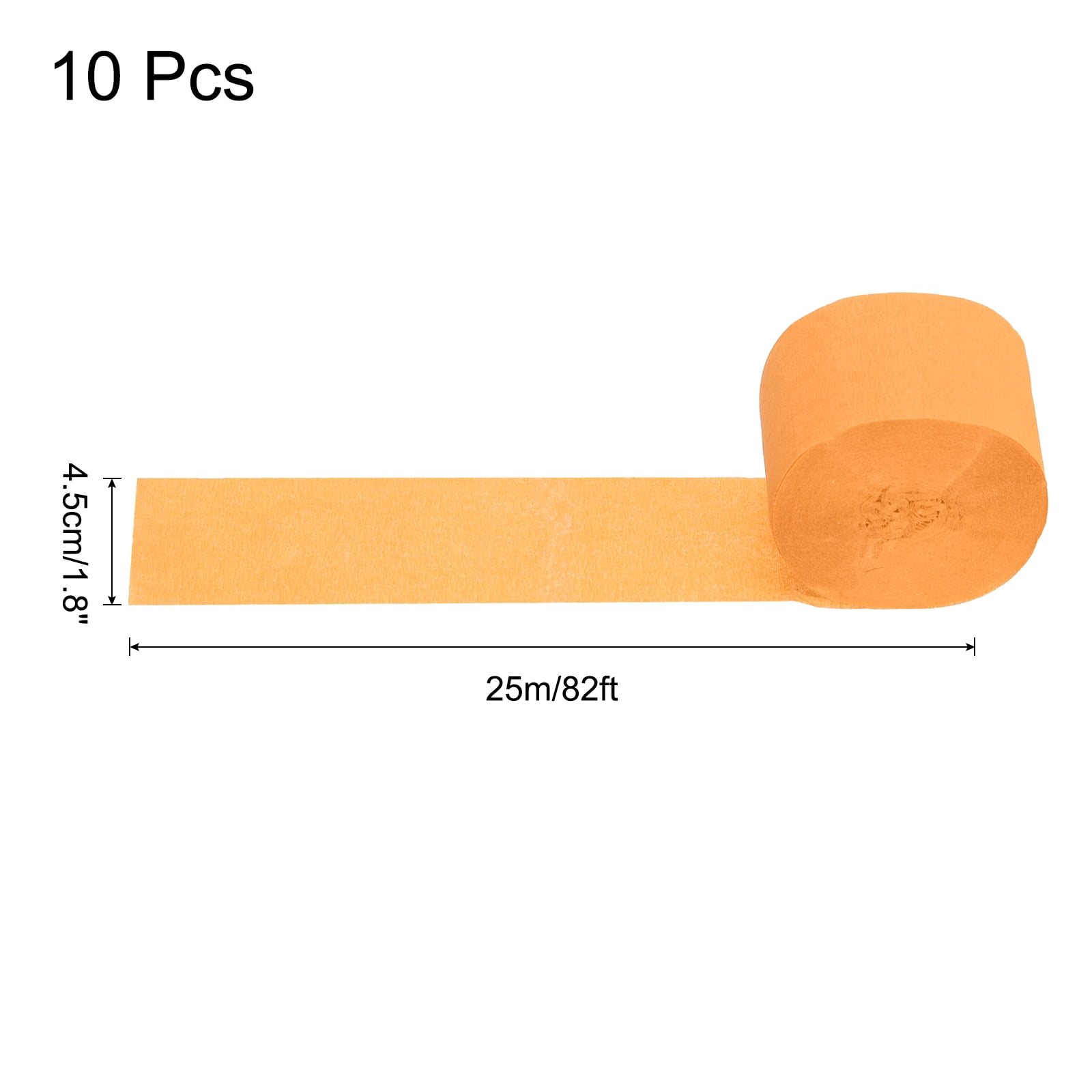 Unique Bargains 10Pcs Crepe Paper Streamers for Party Light Orange 1.8in x 82ft